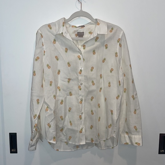 Chico’s Pineapple Button Down Shirt - Picture 2 of 3